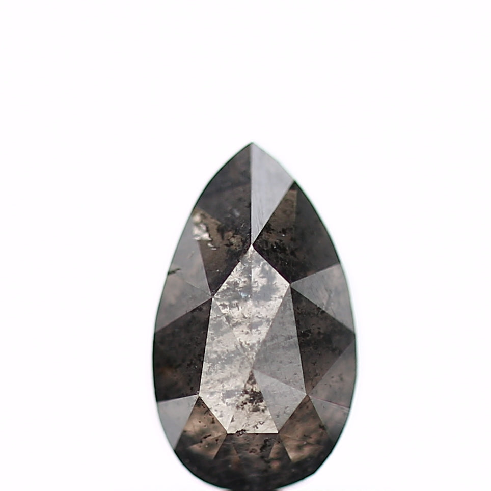 0.53 Carat Natural Pear Rose Cut Gray Salt and Pepper Diamond SDM166