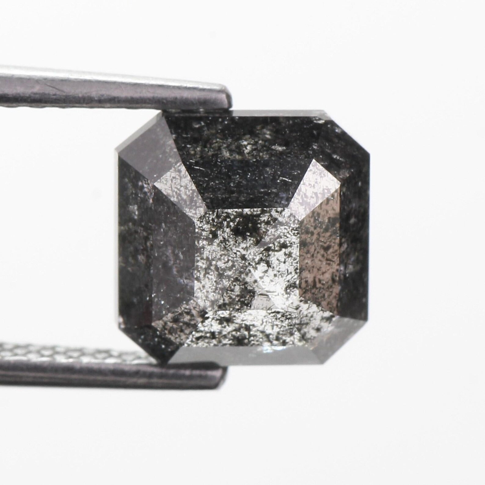 2.72 Carat Emerald Cut Salt and Pepper Black Diamond Natural 7.7 MM