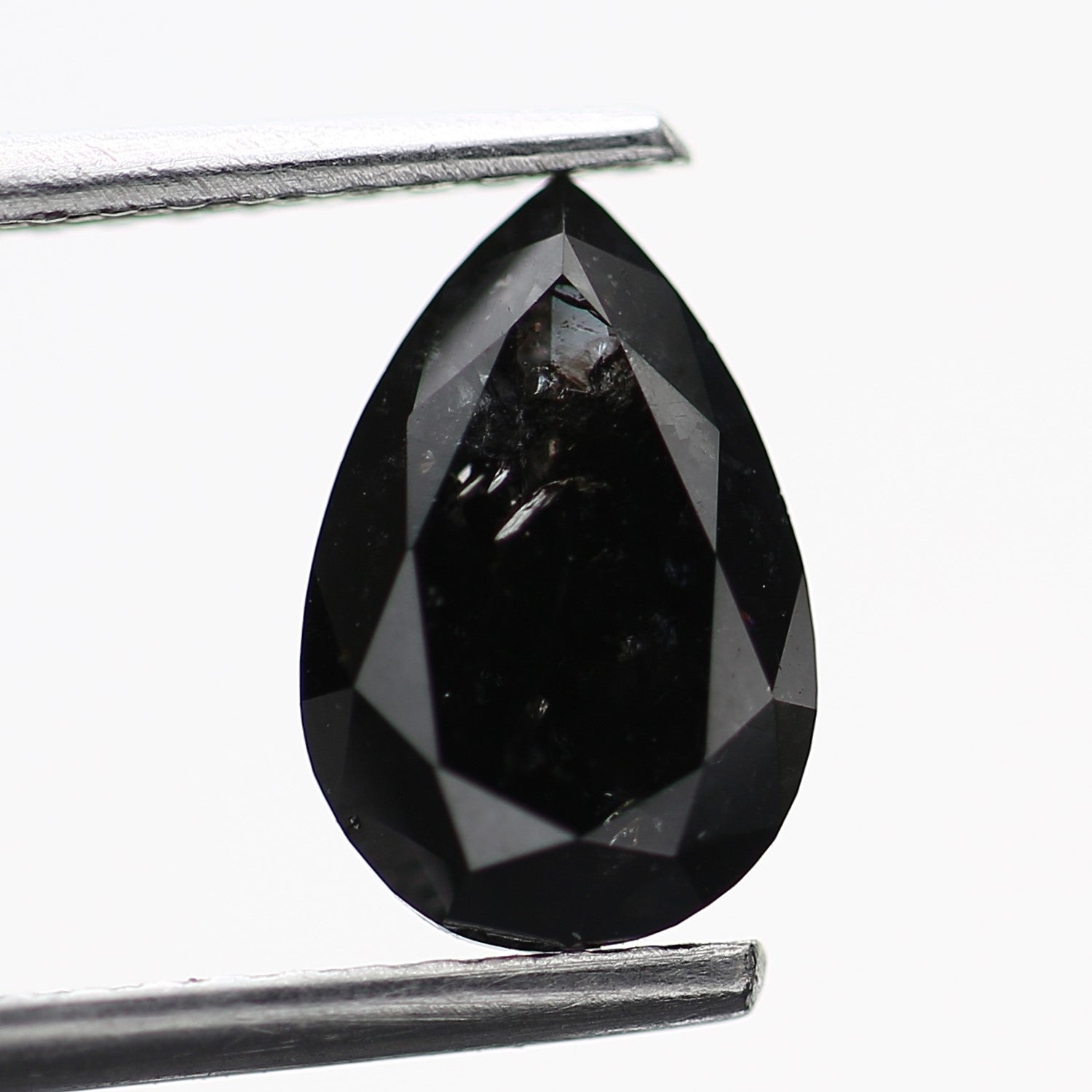 1.40 Carat Fancy Black Pear Natural Diamond For Engagement Ring 8.99 MM