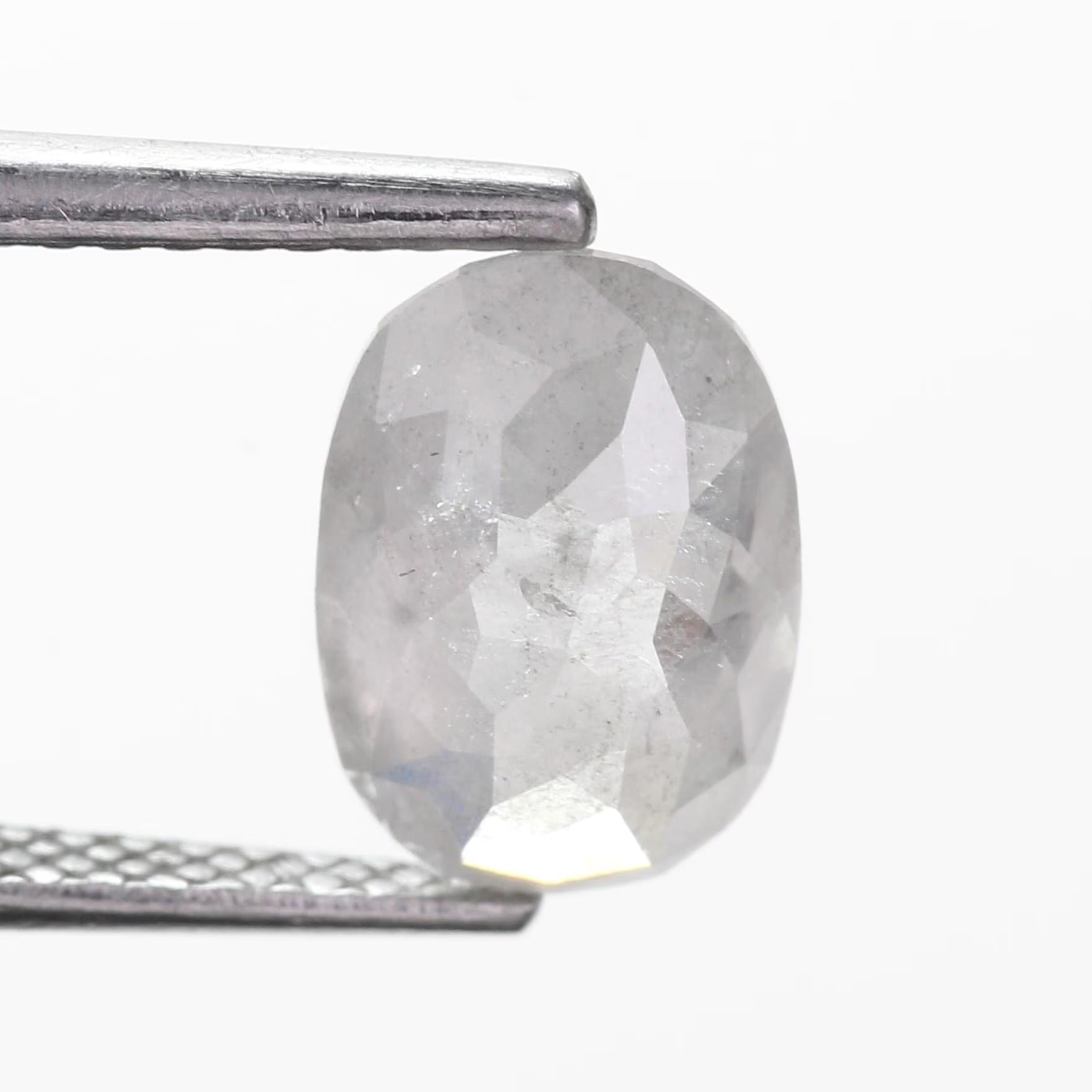 2 Carat Salt and Pepper Diamond Oval Natural Milky Gray 9.10 MM