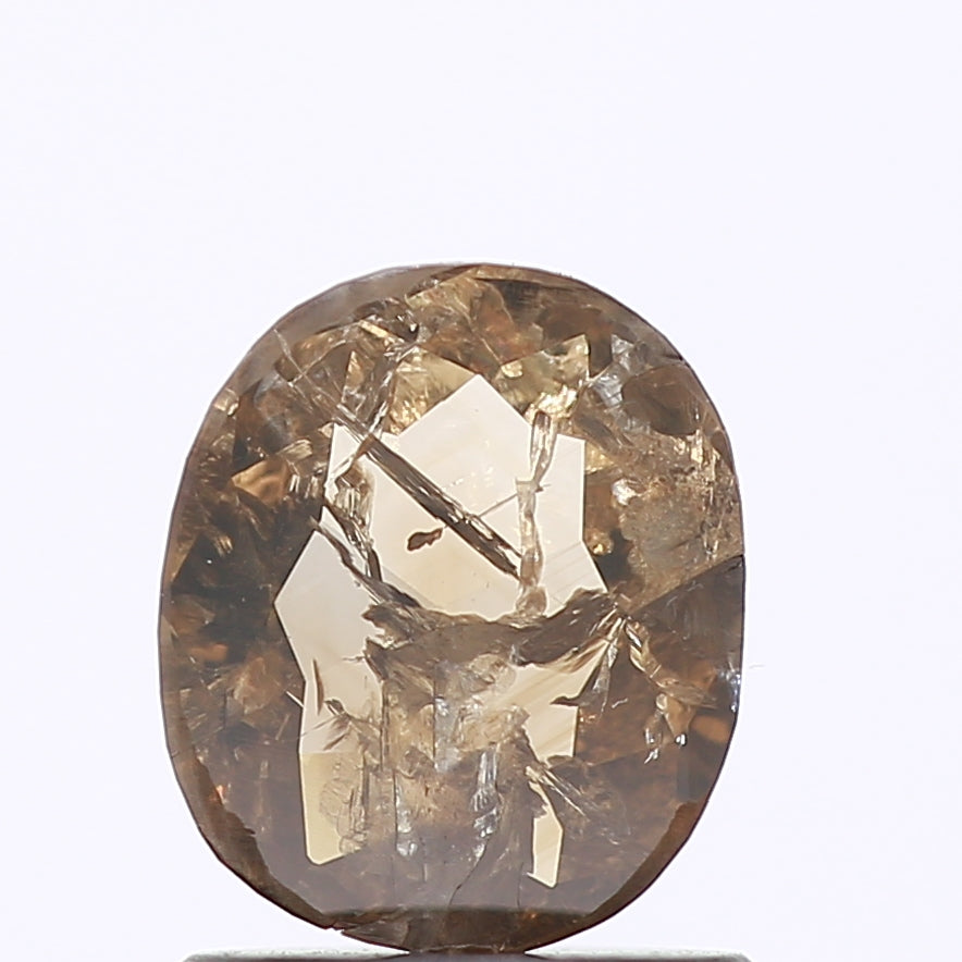0.67 Carat Champagne Rose Cut Oval Diamond For Ring 6.70 MM