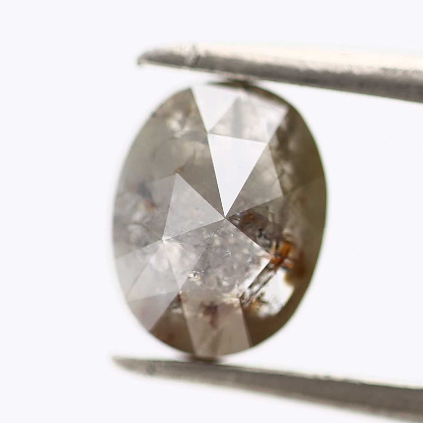 1.09 Carat Gray Oval Rose Cut Natural Loose Diamond 7.50 MM