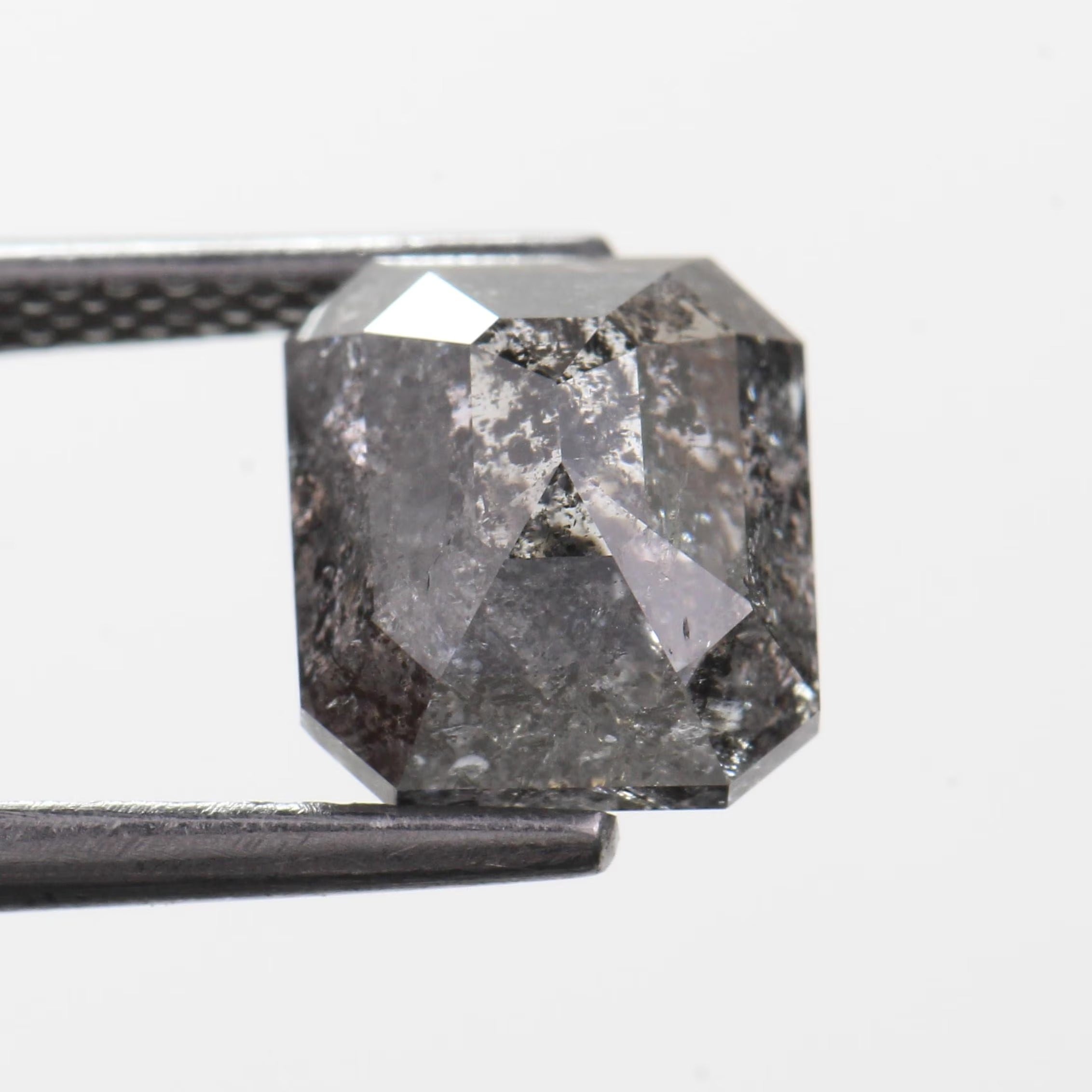 3.17 Carat Salt and Pepper Diamond Emerald Natural Speckled 8.3 MM