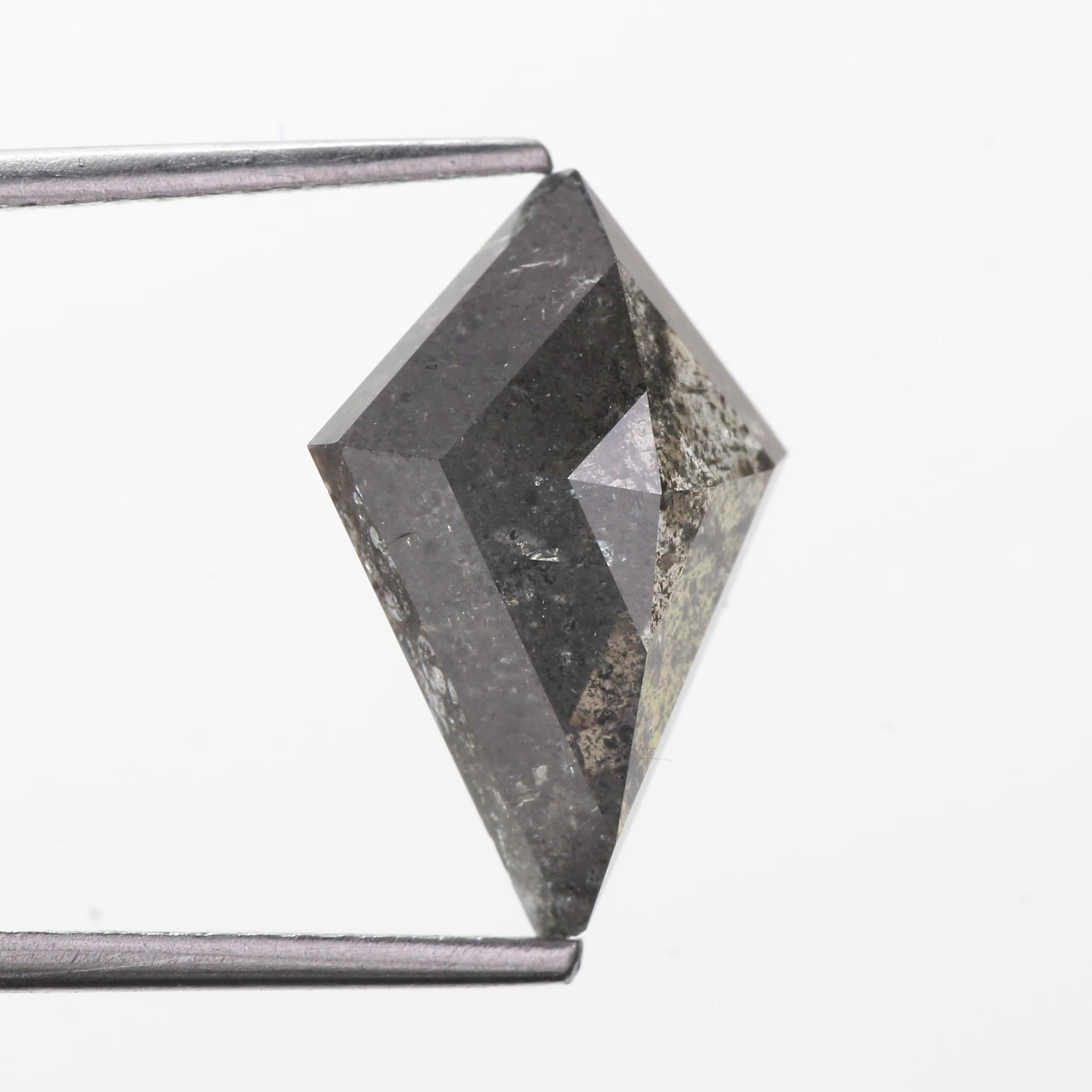 4.39 Carat Natural Gray Salt Pepper Kite Cut Diamond 14.46 MM
