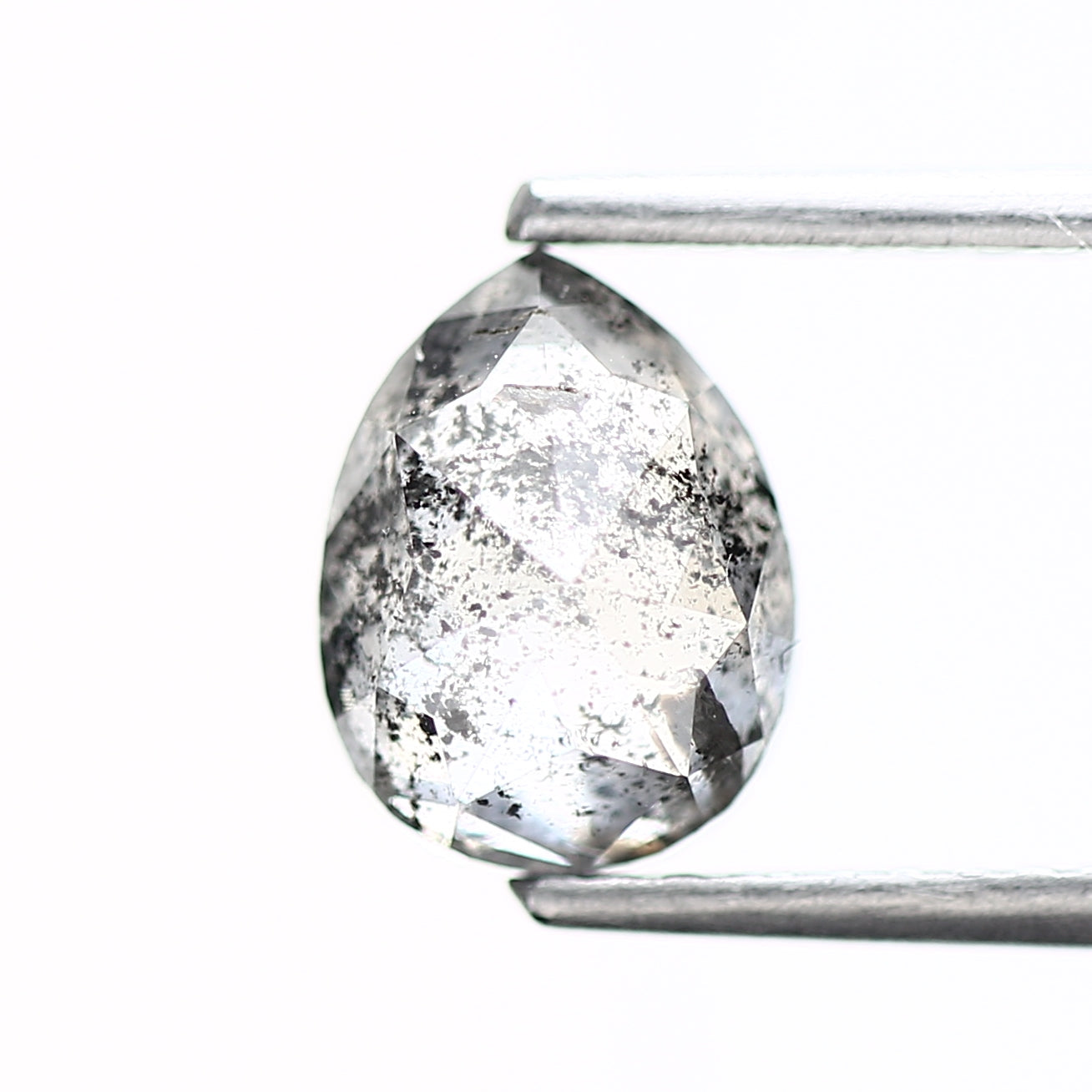 1.60 Carat Natural Gray Diamond For Pear Cut Diamond Halo Ring
