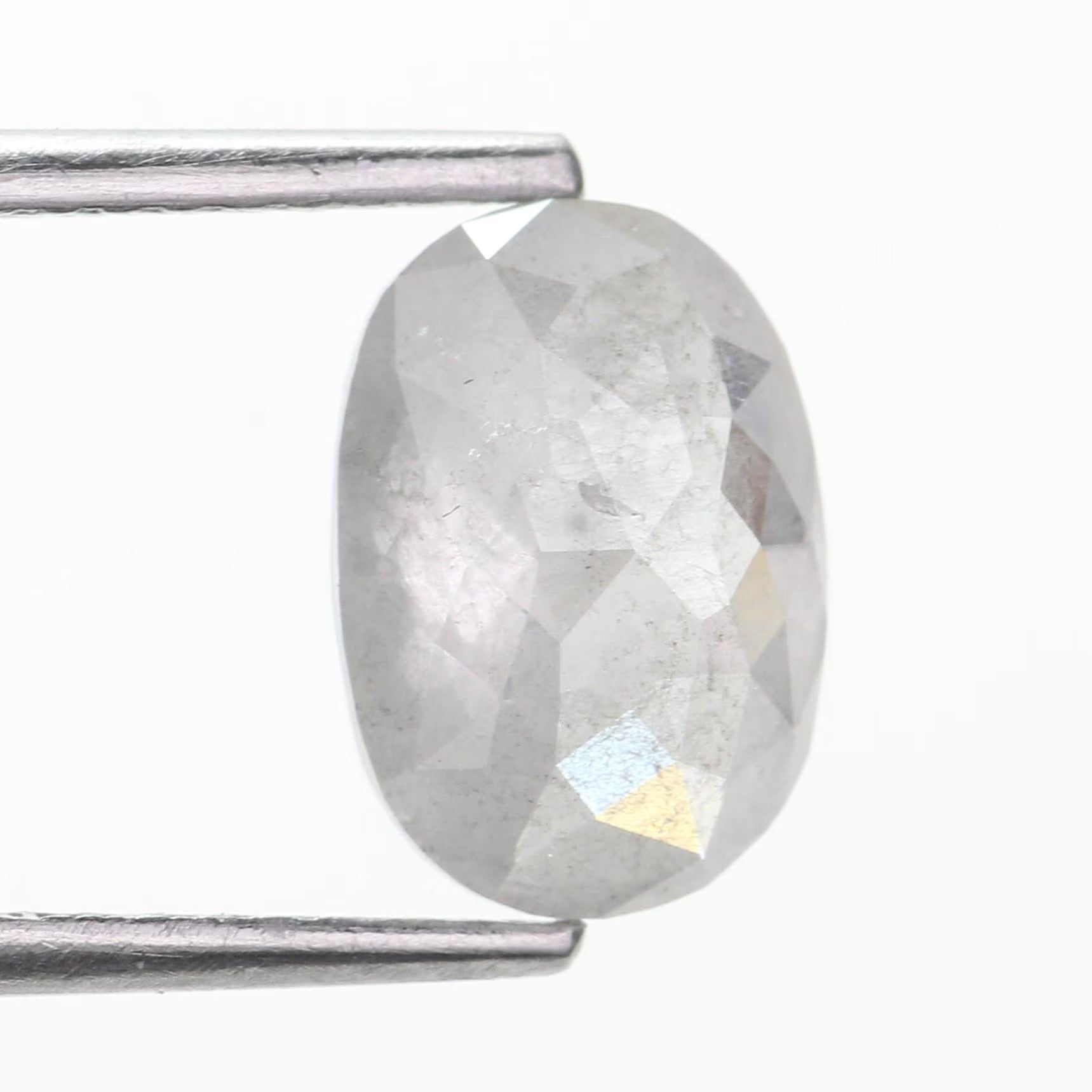 2 Carat Salt and Pepper Diamond Oval Natural Milky Gray 9.10 MM