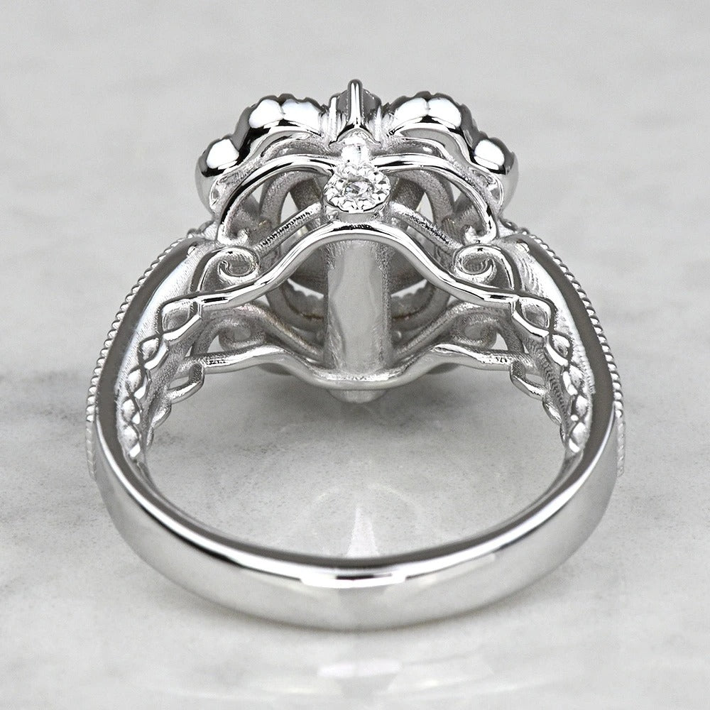 1 Carat Lab Created Princess Diamond Vintage Halo Engagement Ring