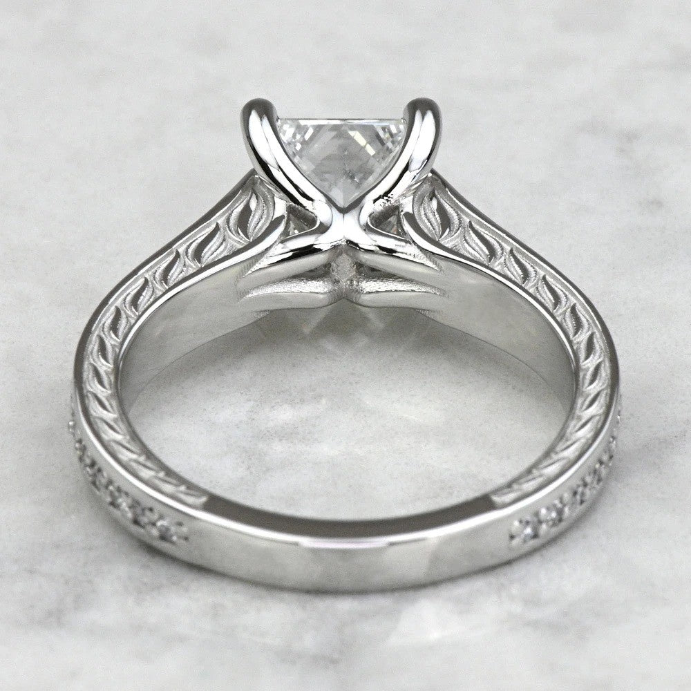 1 Carat Lab Princess Diamond Antique Channel Set Engagement Ring