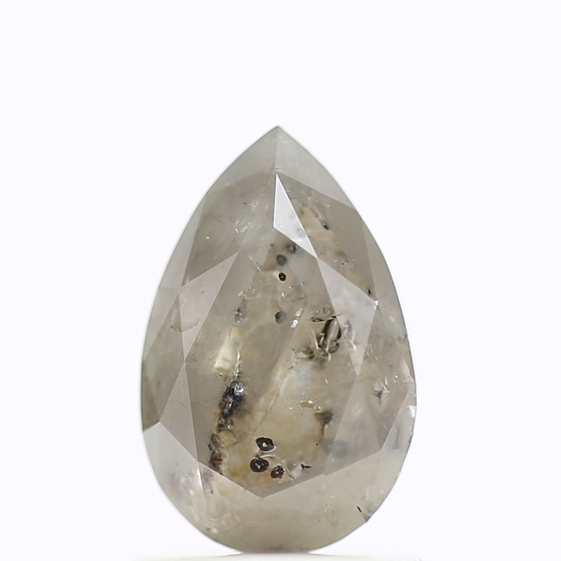 1 Carat Natural Pear Cut Gray Salt Pepper Diamond 8.18 MM