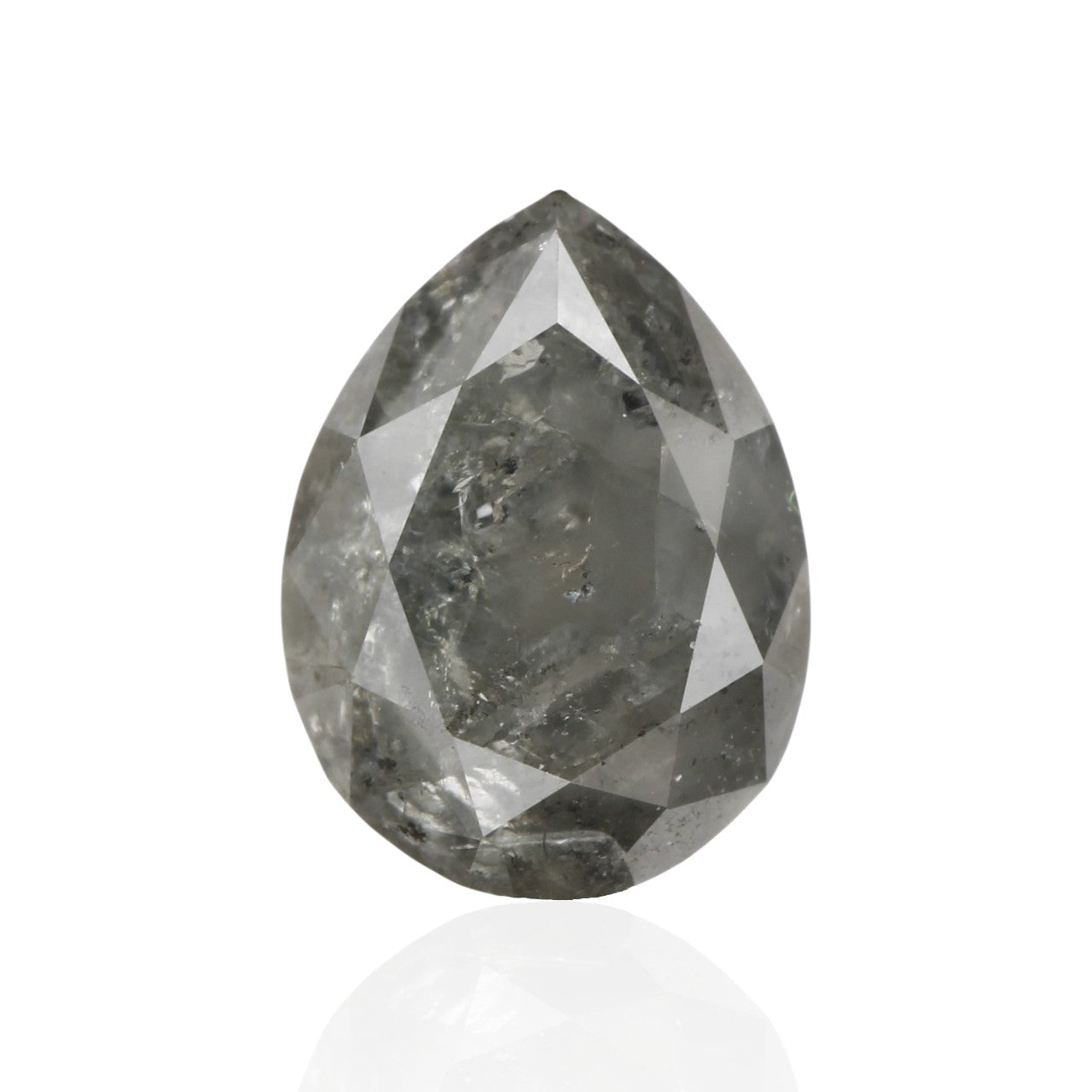 1 Carat Natural Gray Pear Salt and Pepper Diamond 7.44 MM
