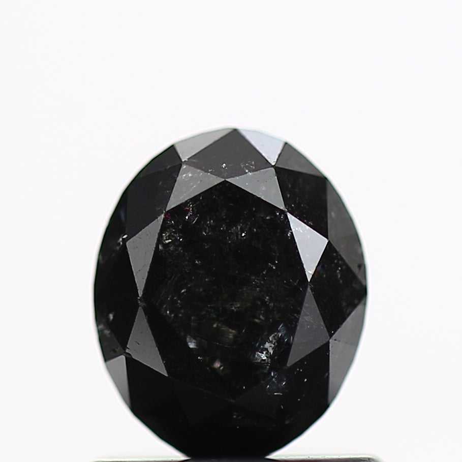 1 Carat Salt and Pepper Diamond Oval For Black Engagement Ring