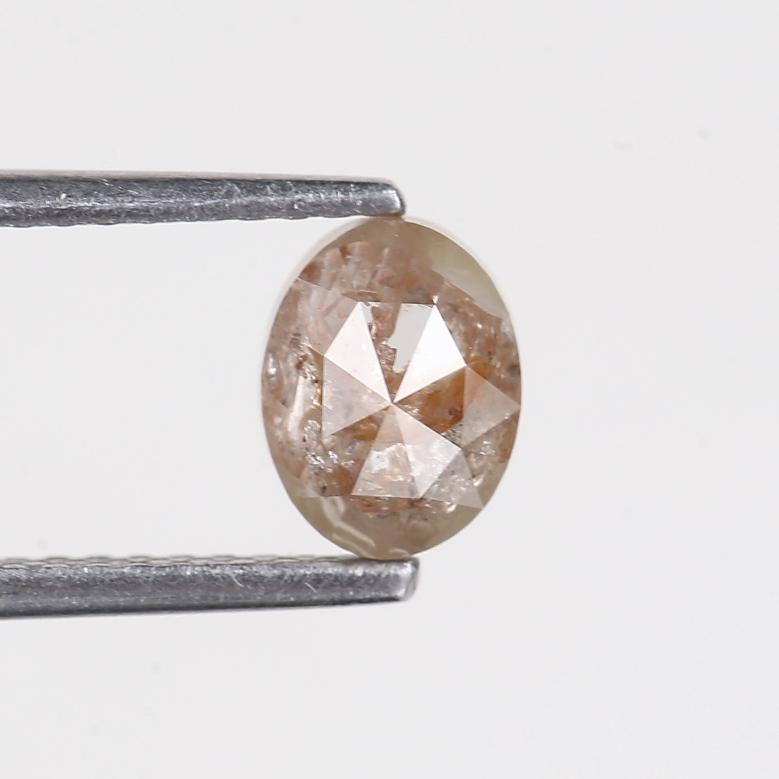 1 Ct Salt and Pepper Diamond Oval Rose Cut Natural Stone 6.6 MM