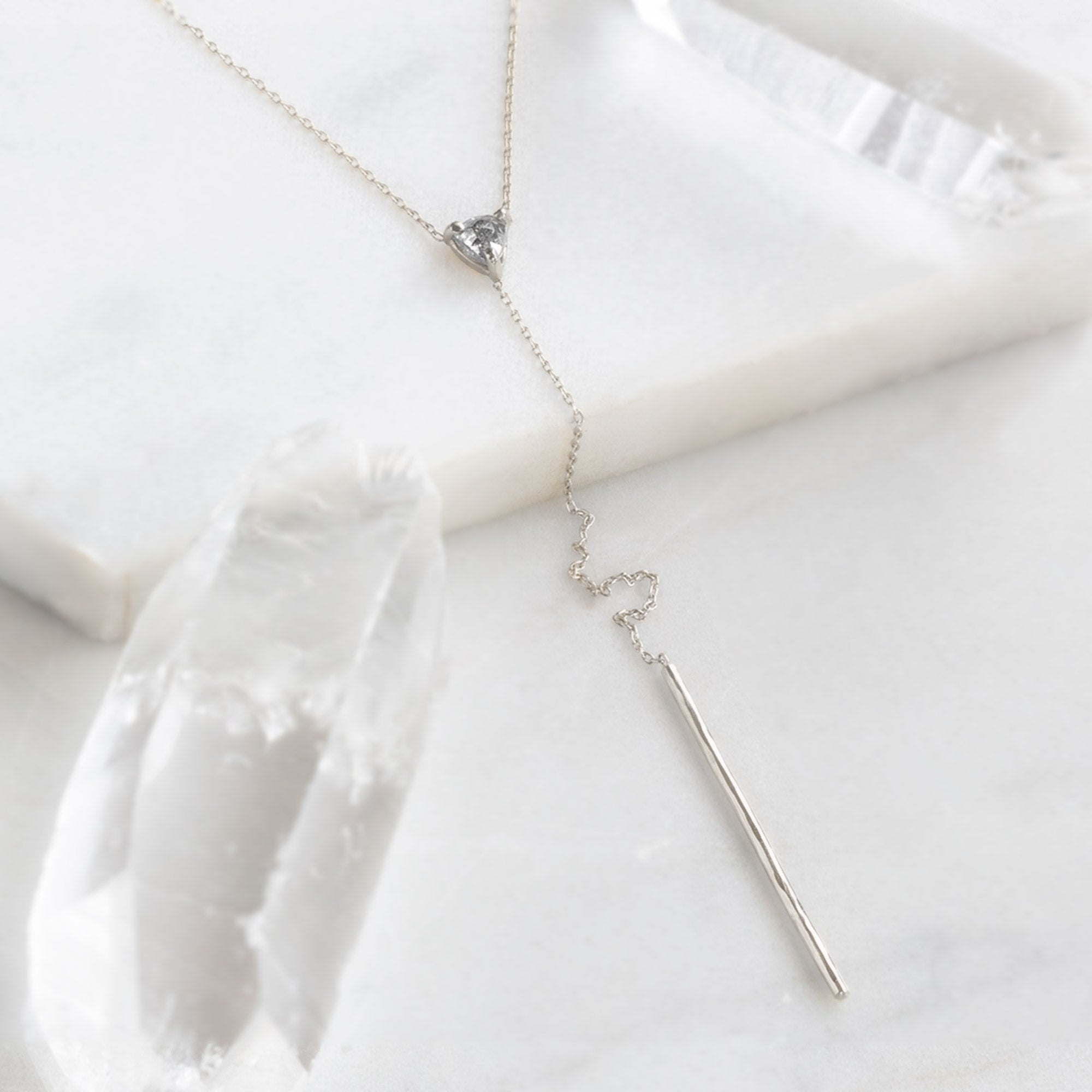 0.30 Carat Salt and Pepper Diamond Trillion Necklace