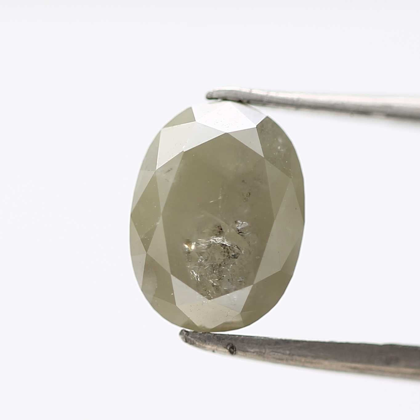 2.73 Carat Gray Oval Cut Rustic Natural Diamond 9.6 MM