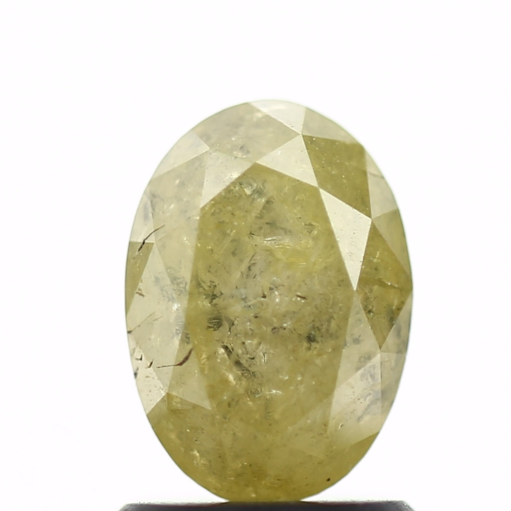 1.34 Carat Yellow Oval Cut Salt and Pepper Diamond 7.81 MM