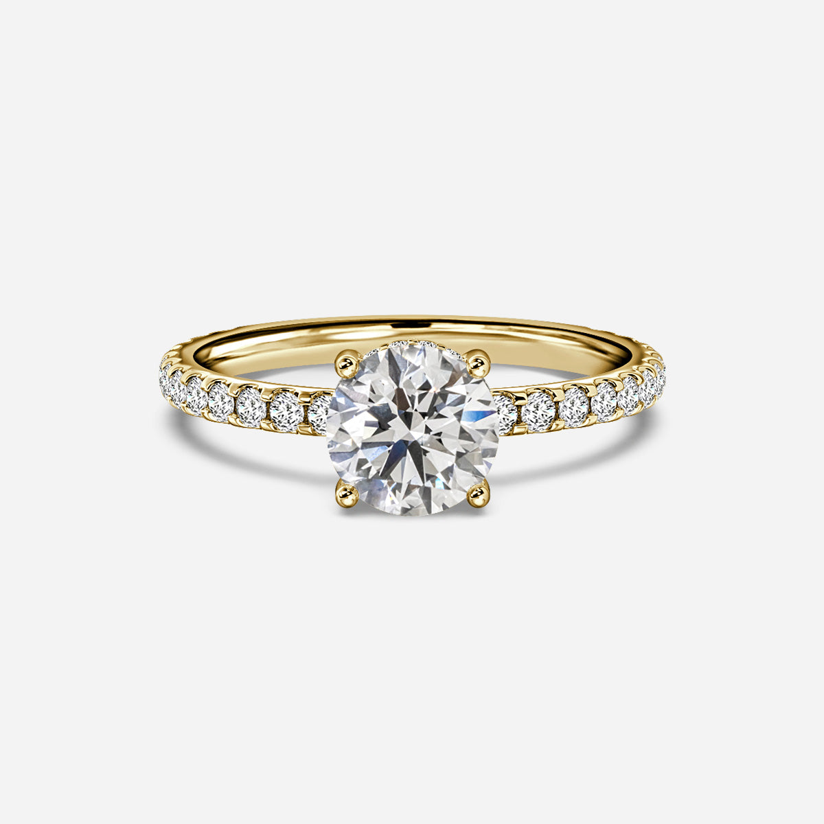 18K Solid Gold 1 Carat D VVS1 Round Engagement Ring Ivy Grace