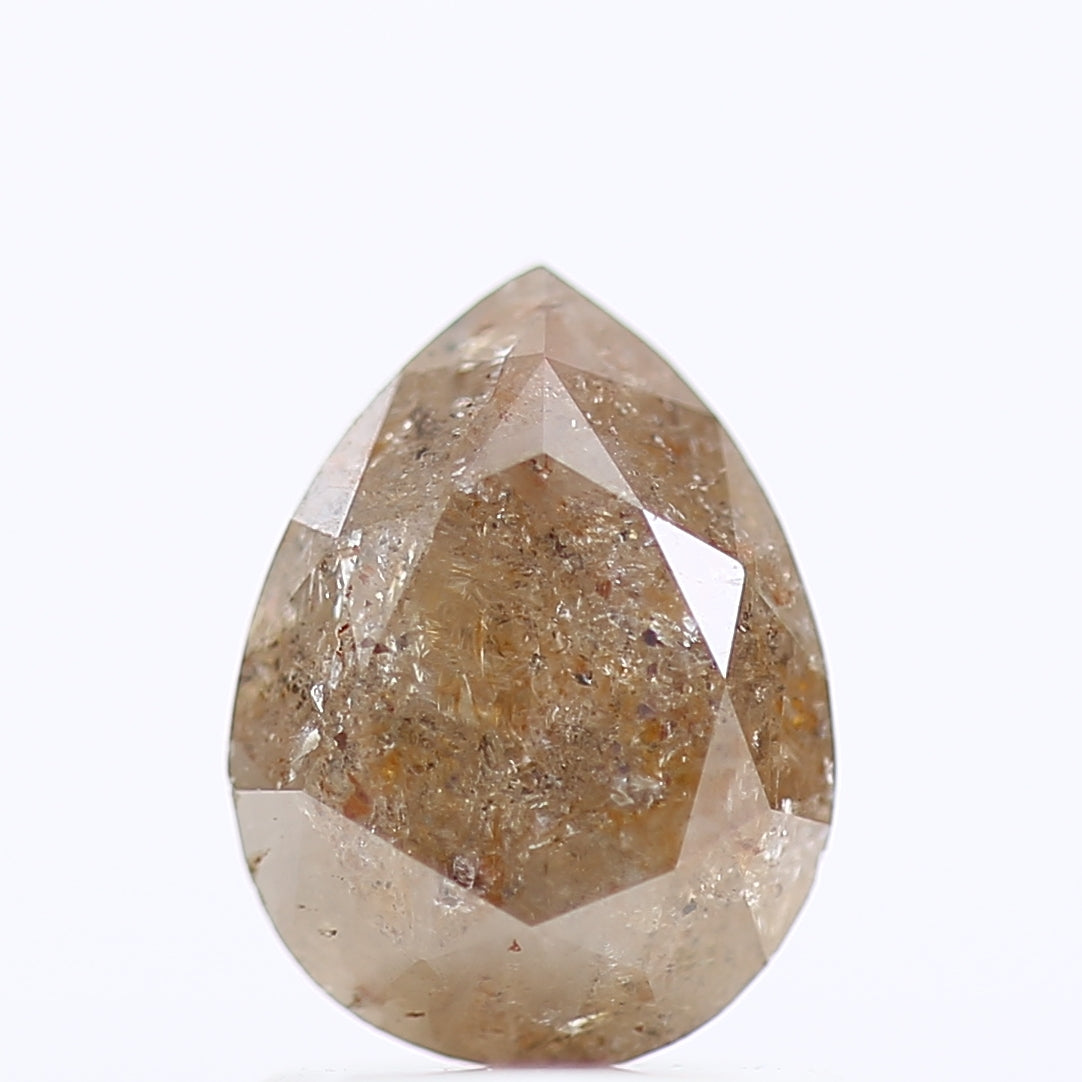 1 Carat Pear Cut Salt And Pepper Diamond Orange Brown 7.77 MM