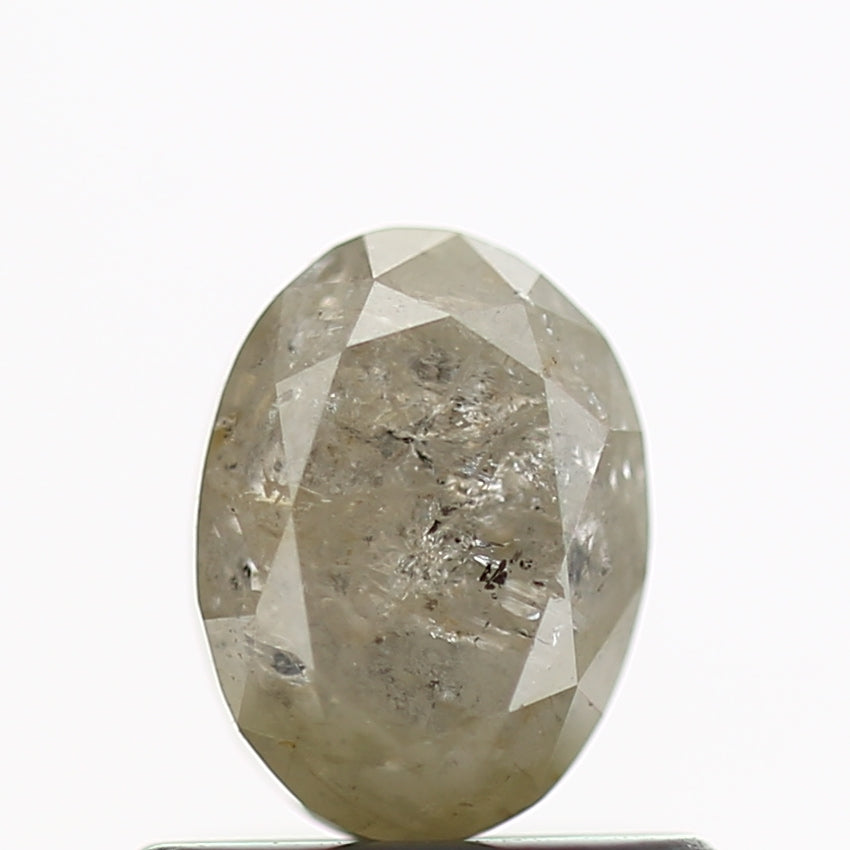 0.91 Carat Natural Rustic Oval Grey Diamond 6 MM