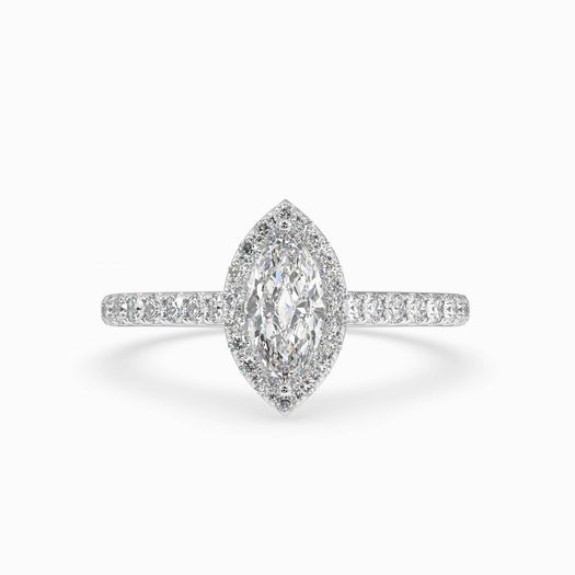 1ct D VVS1 Marquise Halo Pave Engagement Ring Nora