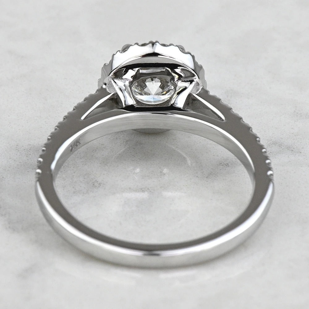 1 Carat Lab Grown Round Diamond Floating Halo Engagement Ring