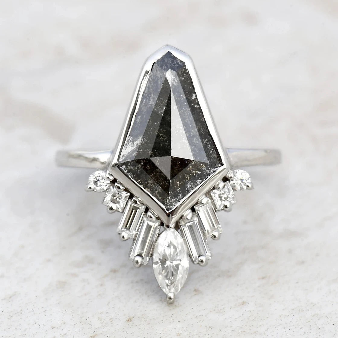 Kite salt and pepper engagement ring