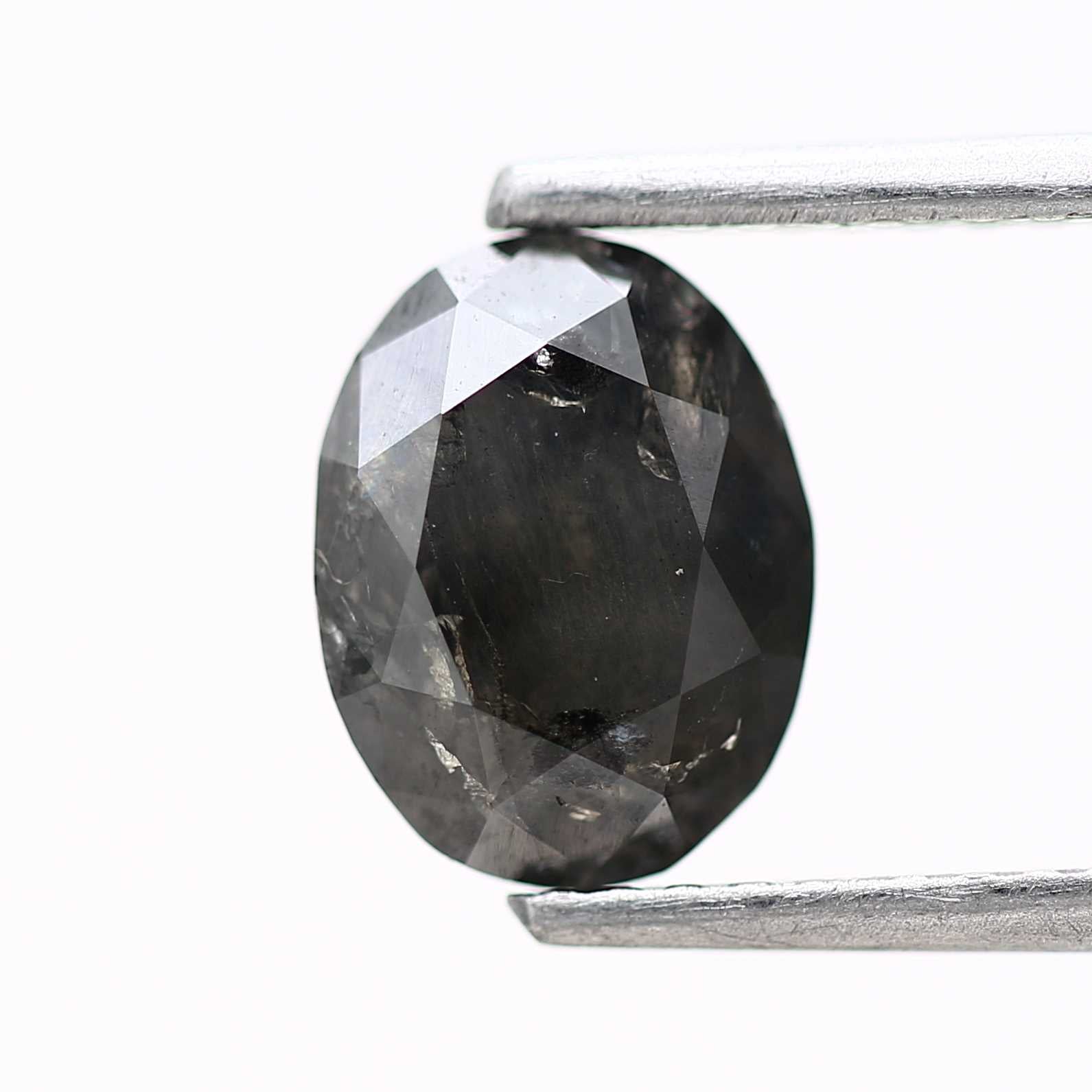 1.46 Carat Oval Cut Black Salt and Pepper Diamond 8.18 MM