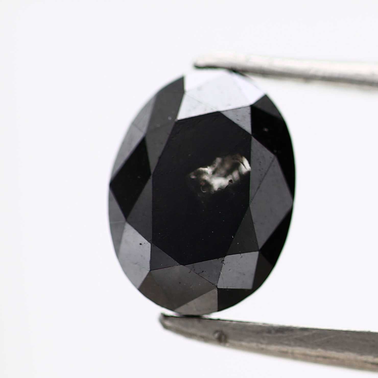 1.45 Carat Fancy Black Oval Shape Salt and Pepper Diamond 8.10 MM
