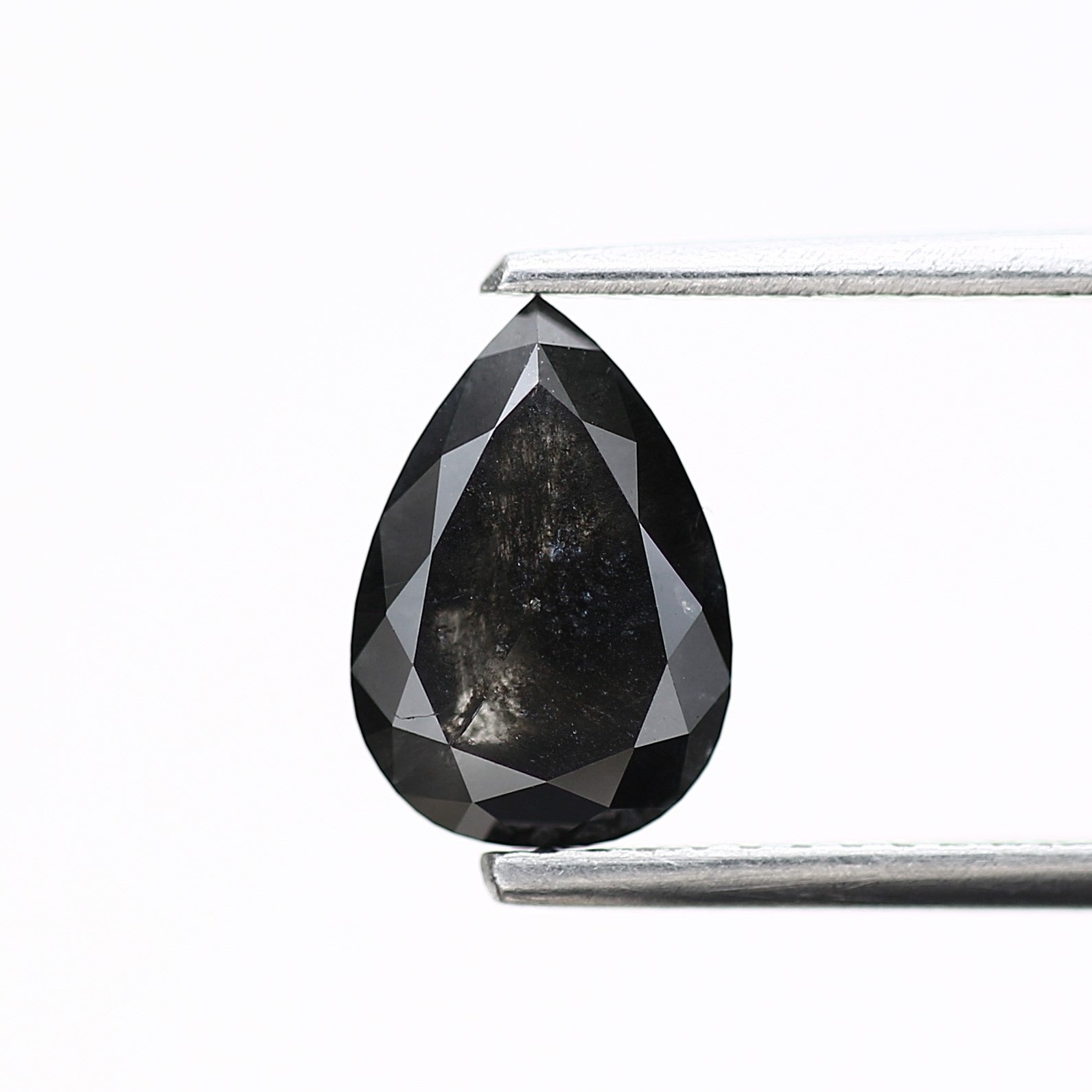 1.30 Carat Black Salt and Pepper Pear Loose Natural Diamond 8.73 MM