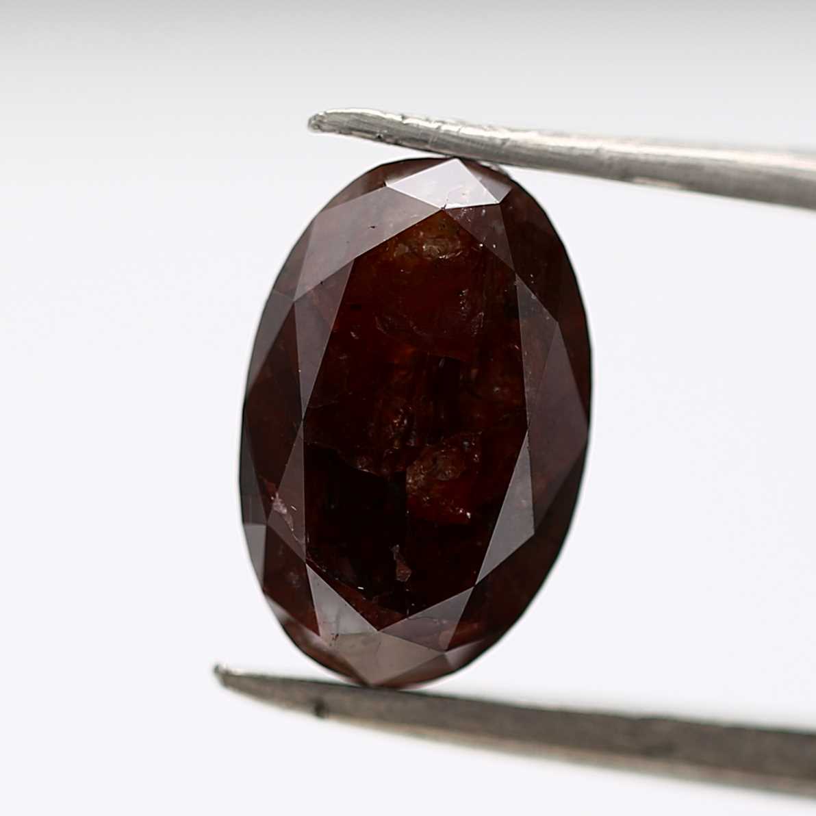 2.44 Carat Cognac Red Oval Shape Natural Loose Diamond 10.50 MM