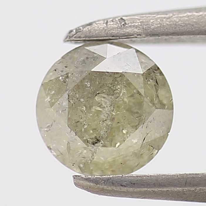 0.41 Carat Gray Yellow Loose Round Cut Salt and Pepper Diamond 4.6 MM - Blackdiamond