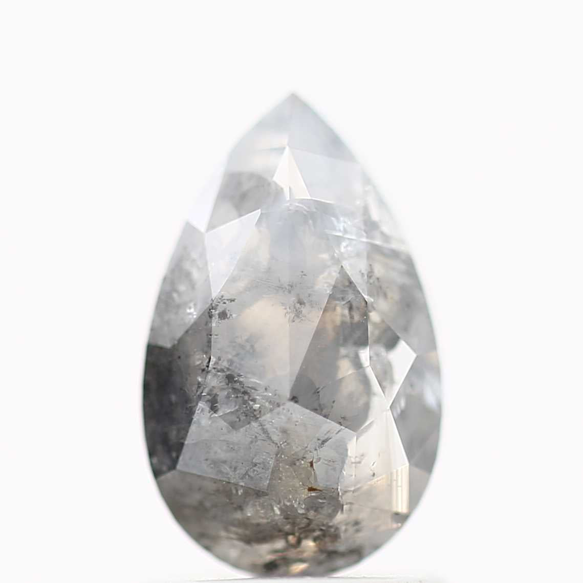 1.46 Carat Natural Icy Salt and Pepper Pear Diamond