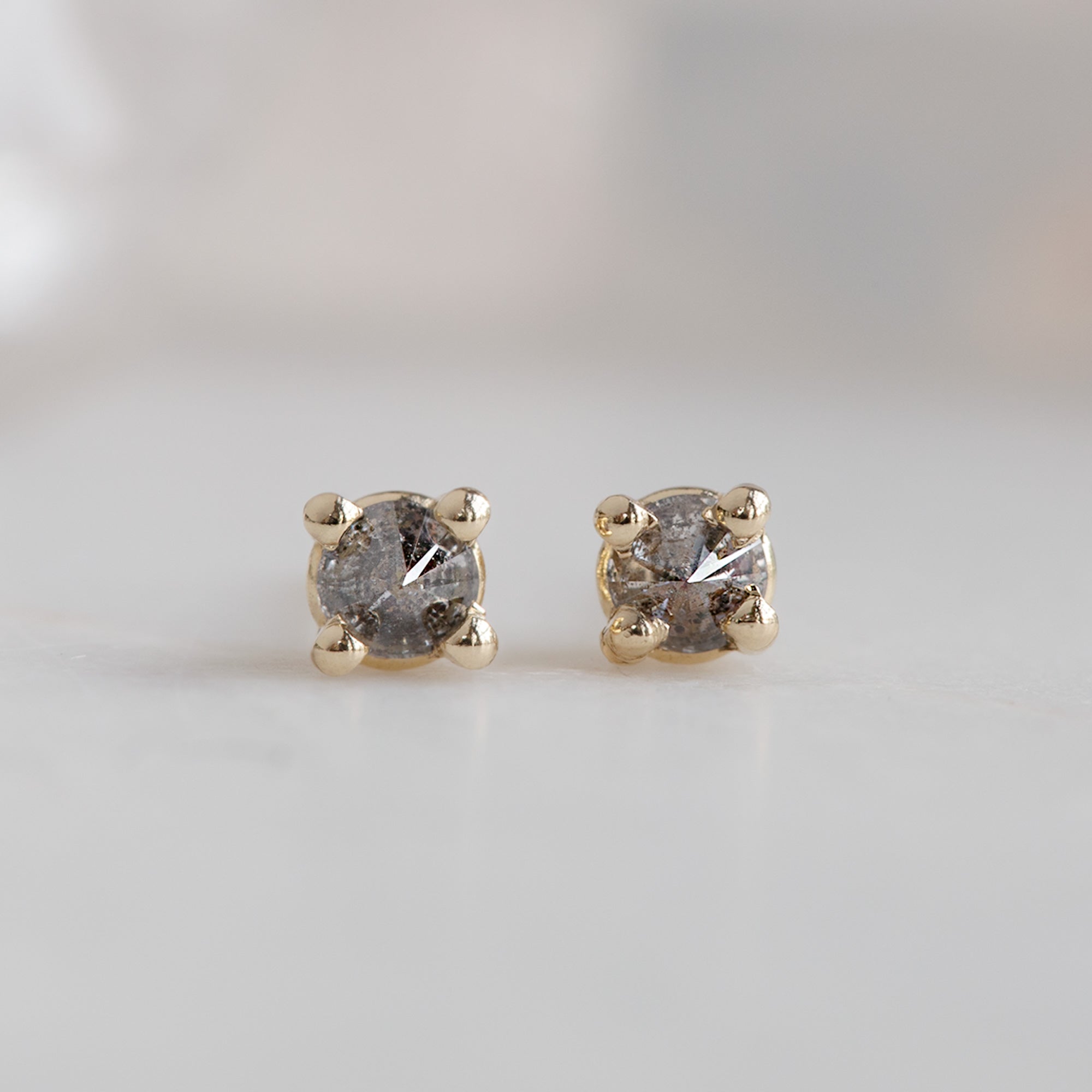 0.32 Carat Inverted Salt and Pepper Diamond Stud Earrings