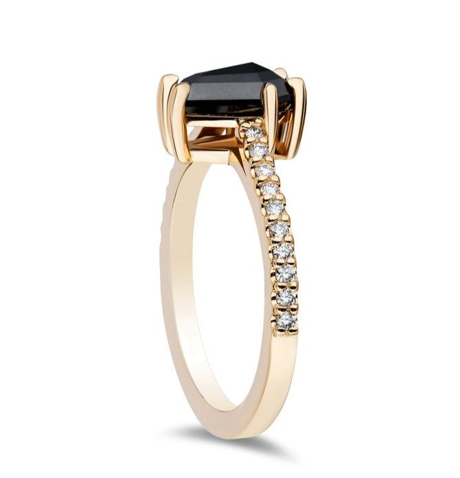 1ct The Classic Forever Love White and Black Diamond Pave Ring 14k Gold - Blackdiamond