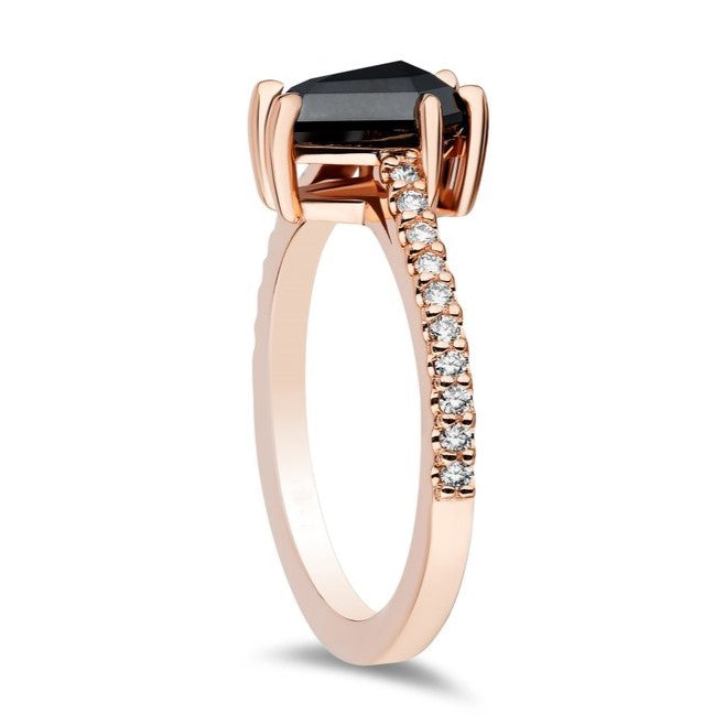 1ct The Classic Forever Love White and Black Diamond Pave Ring 14k Gold - Blackdiamond