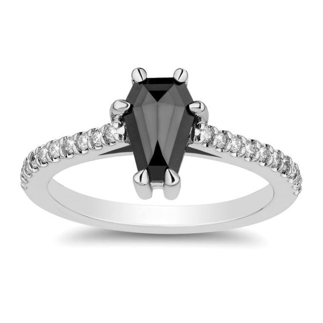 1ct The Classic Forever Love White and Black Diamond Pave Ring 14k Gold - Blackdiamond