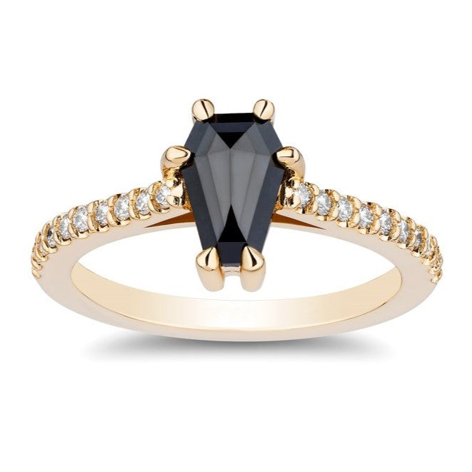 1ct The Classic Forever Love White and Black Diamond Pave Ring 14k Gold - Blackdiamond