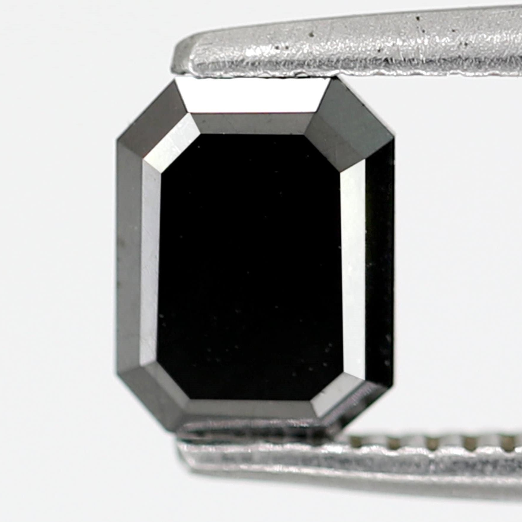 0.79 Carat Brilliant Emerald Cut 6 MM Faceted Shining Long Treated Black Loose Earth Mine Diamond For Engagement Ring