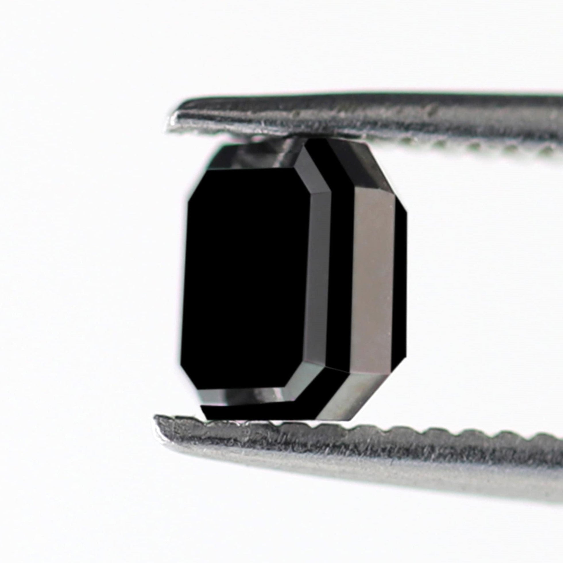 0.83 Carat Loose Black Diamond Natural Earth Mined Emerald Shape Diamond Best AAA Quality Black Diamond Engagement Ring