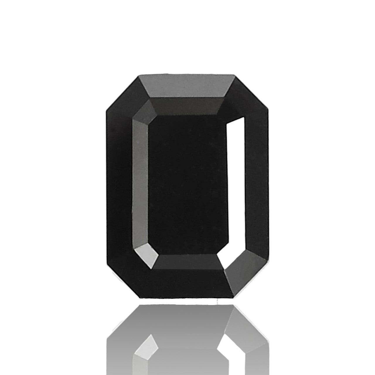 1.07 Carat 6 MM Natural Diamond Treated Black Color Diamond Emerald Shape Black Diamond Engagement Ring