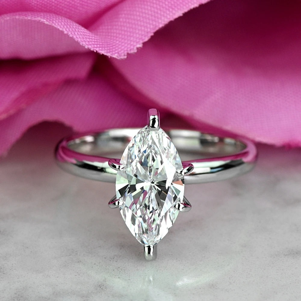 1 Carat Marquise Diamond Six Prong Solitaire Engagement Ring