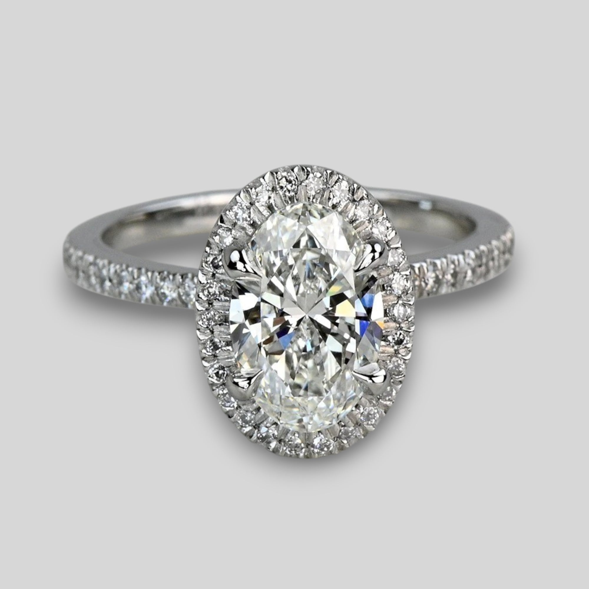 1CT Lab Grown Oval Diamond Delicate Halo Engagement Ring