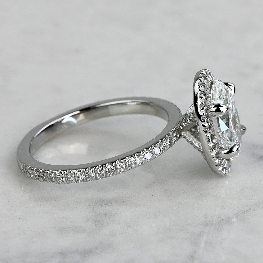 1 Carat Lab Grown Oval Diamond Delicate Halo Engagement Ring