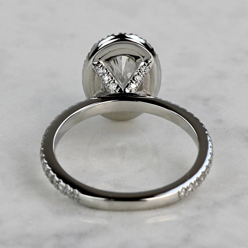 1 Carat Lab Grown Oval Diamond Delicate Halo Engagement Ring