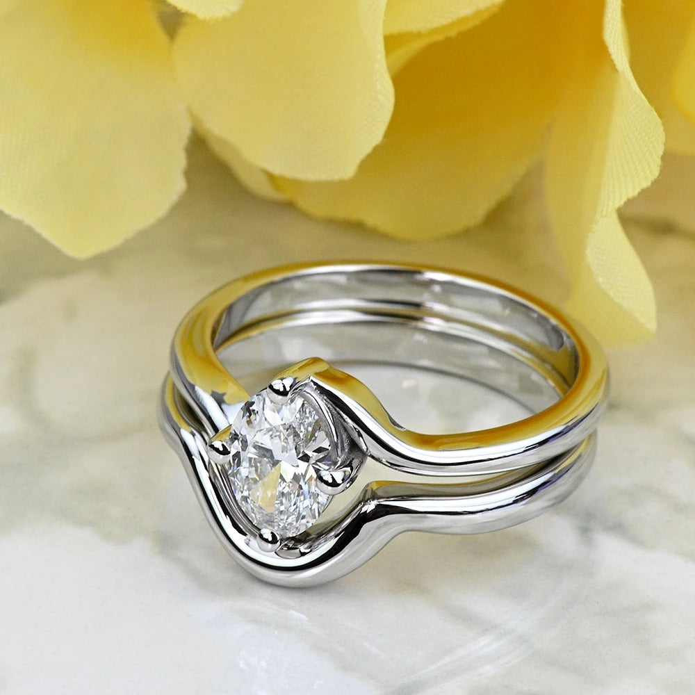1 Carat Lab Grown Oval Cut Diamond Bridal Set