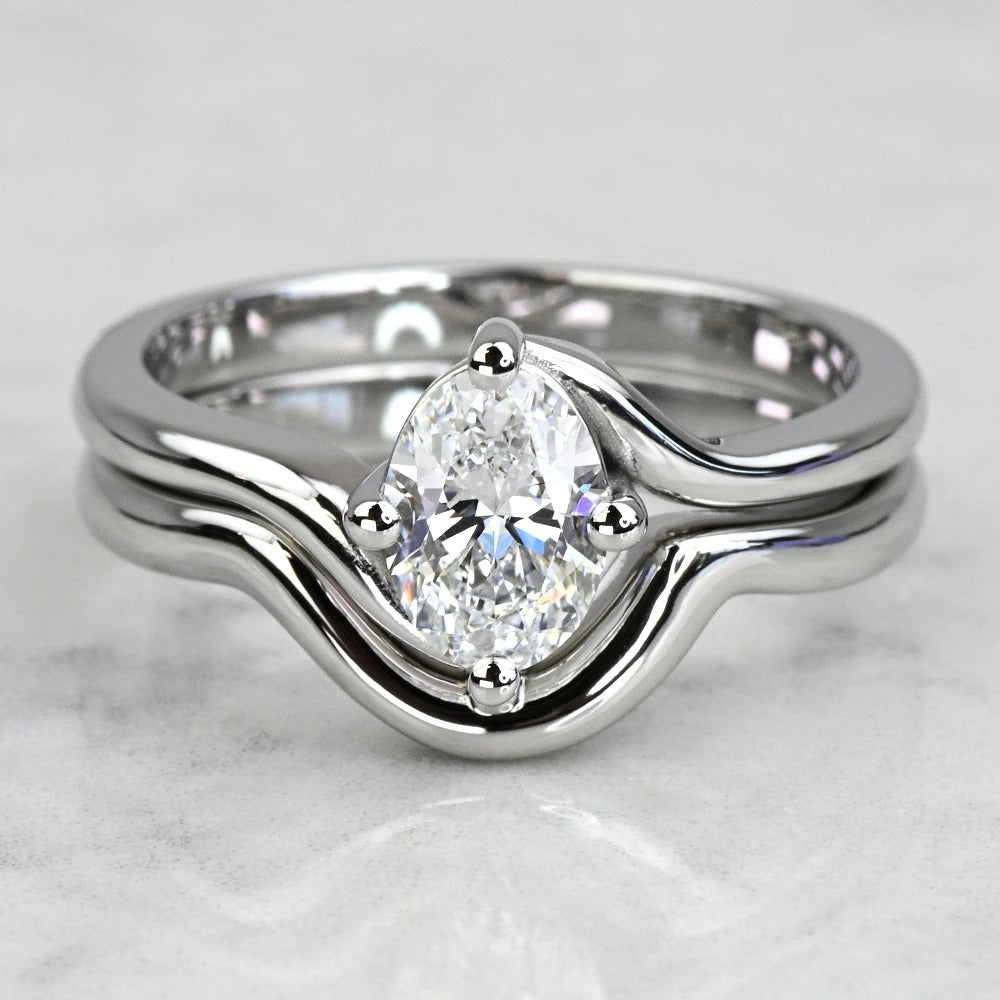 1 Carat Lab Grown Oval Cut Diamond Bridal Set