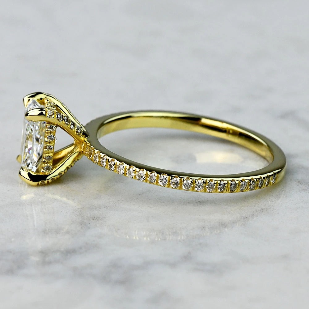 Lab Grown 1 Carat Radiant Diamond Petite Pave Engagement Ring