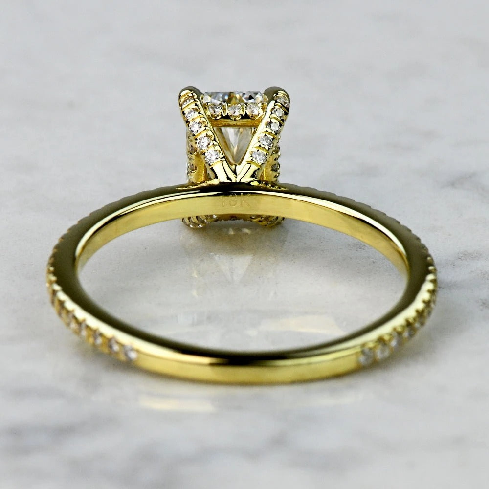 Lab Grown 1 Carat Radiant Diamond Petite Pave Engagement Ring