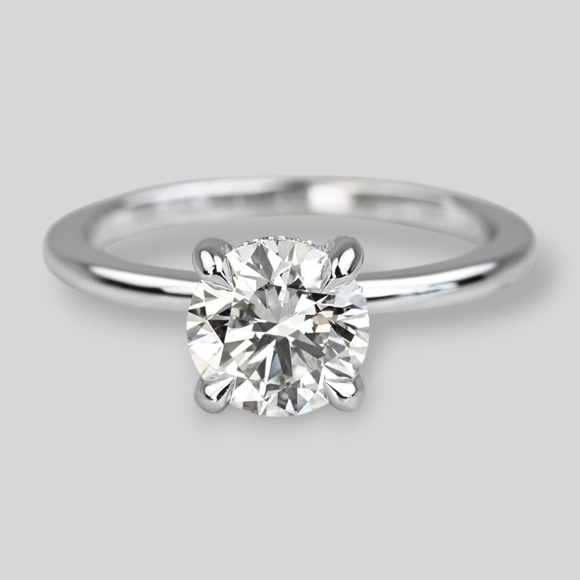 1 Carat Round Diamond Hidden Halo Engagement Ring