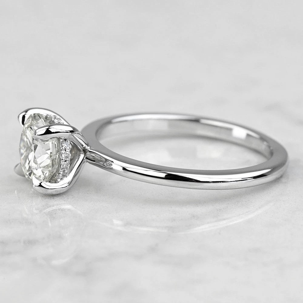 1 Carat Round Diamond Hidden Halo Engagement Ring
