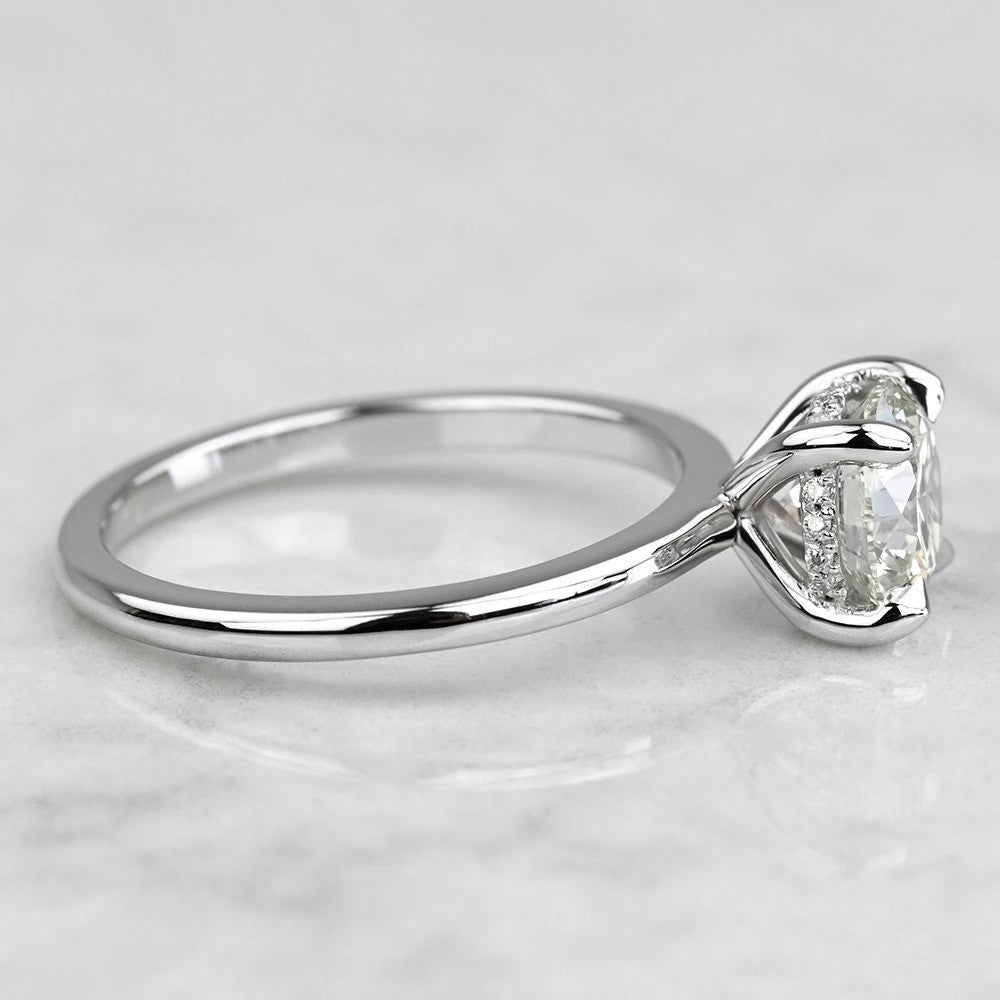 1 Carat Round Diamond Hidden Halo Engagement Ring